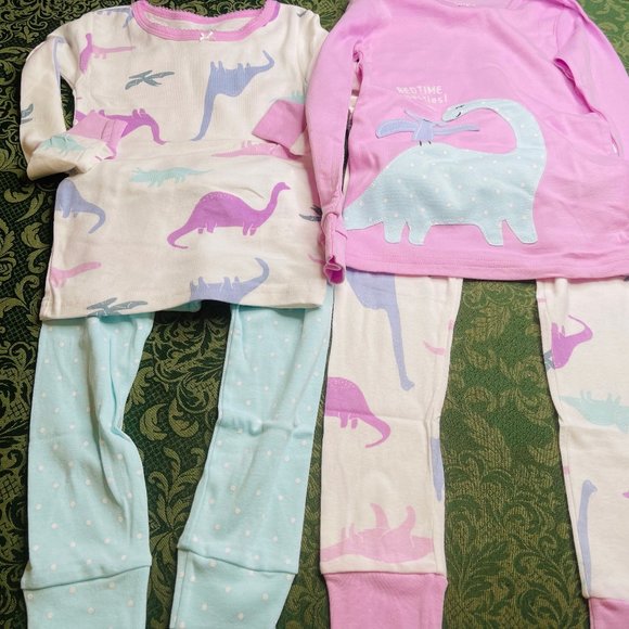 NWT 5t 5 4t 4 dinosaur pajamas carters easter spring passover trex girl birthday - Picture 2 of 7